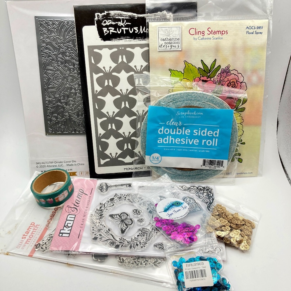Papercrafting Bundle — Stamps, Dies, Double Sided Tape, and More!